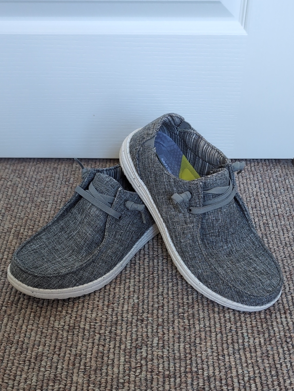 Skechers Gray Knit Slip-On Sneaker with Lime Insole